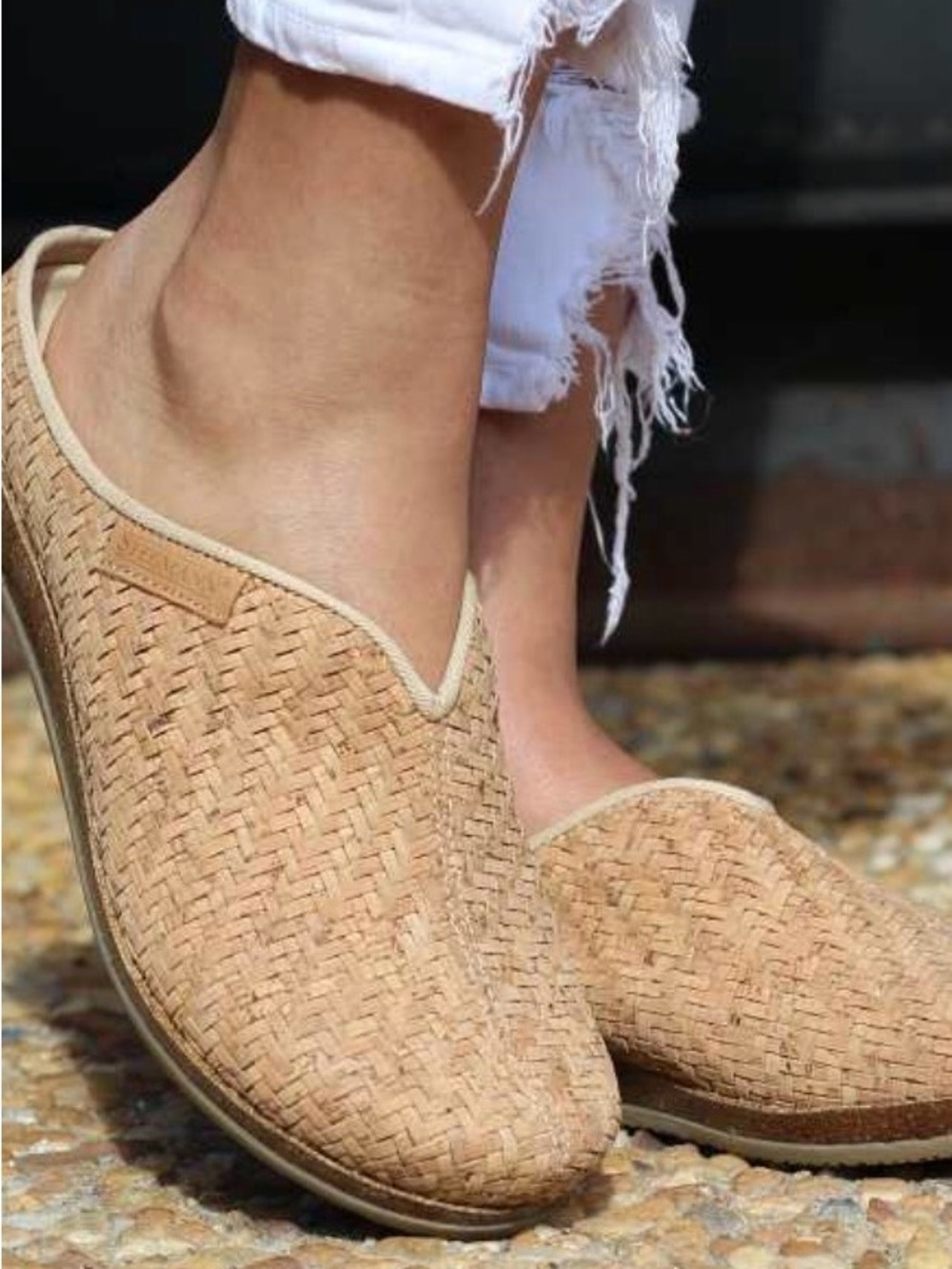 Stegmann Maria Woven Cork Slip on Tan Mules. Womens size 8
